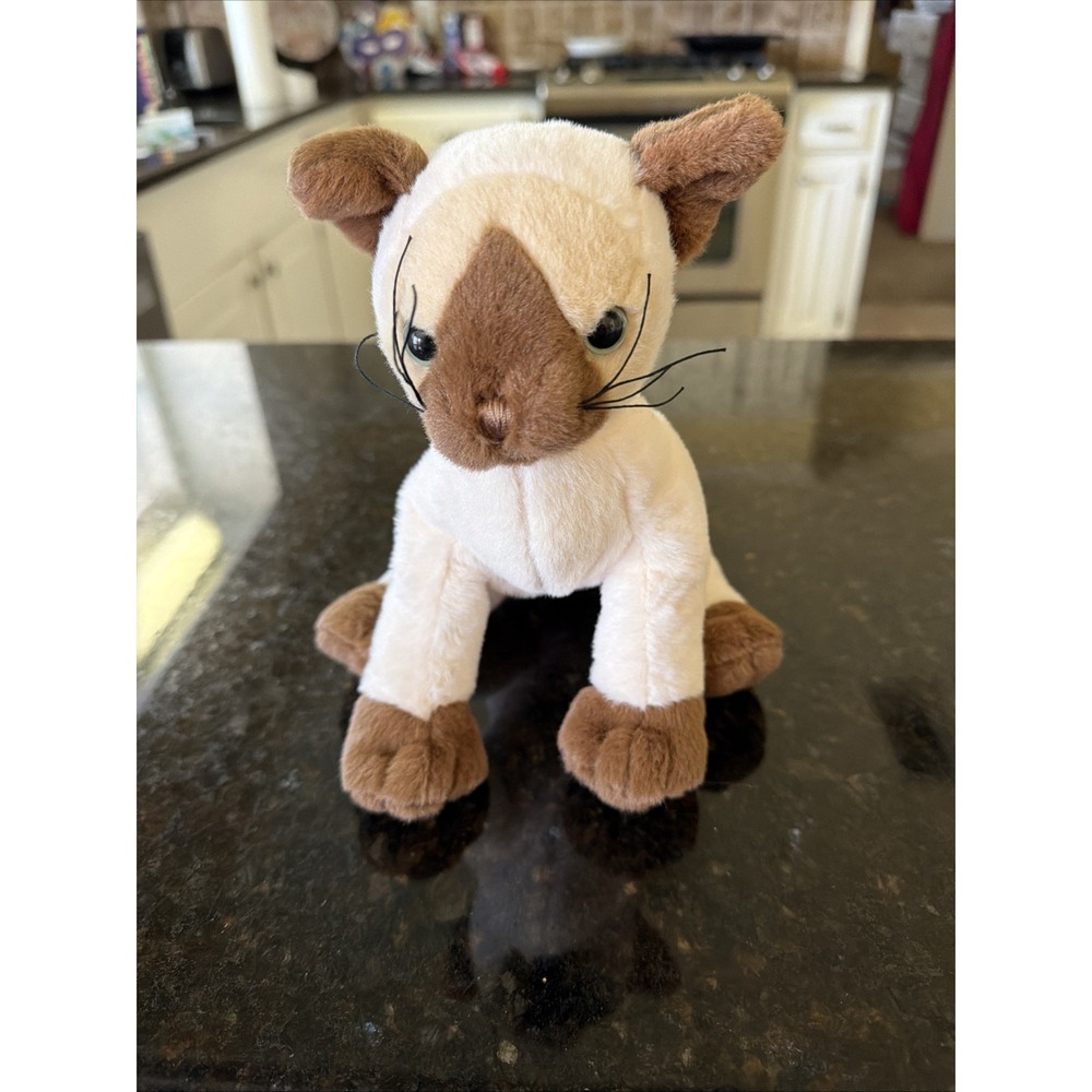 Ganz Webkinz Siamese HM160 Cat Kitty White Brown No Code Plush Plushie Stuffed A